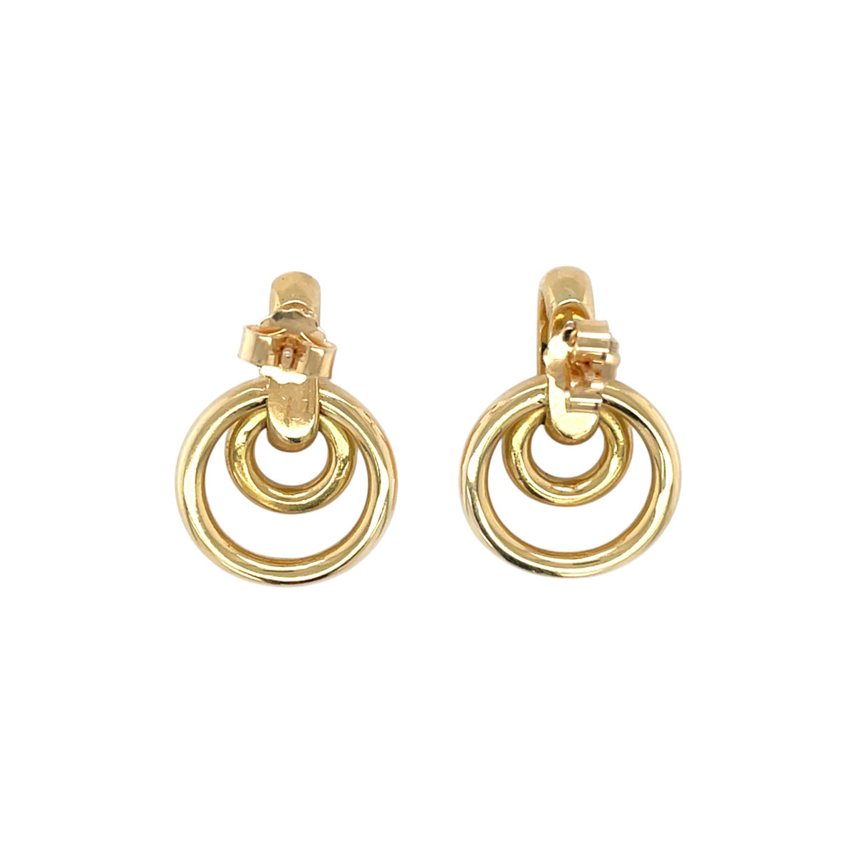 18ct Yellow Gold Circle Drop Earrings