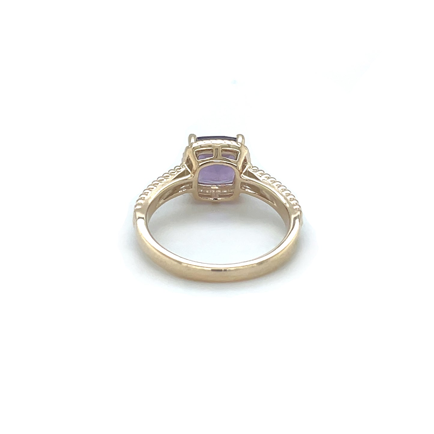 9ct Yellow Gold Amethyst Solitaire Rope-Twist Ring (N)
