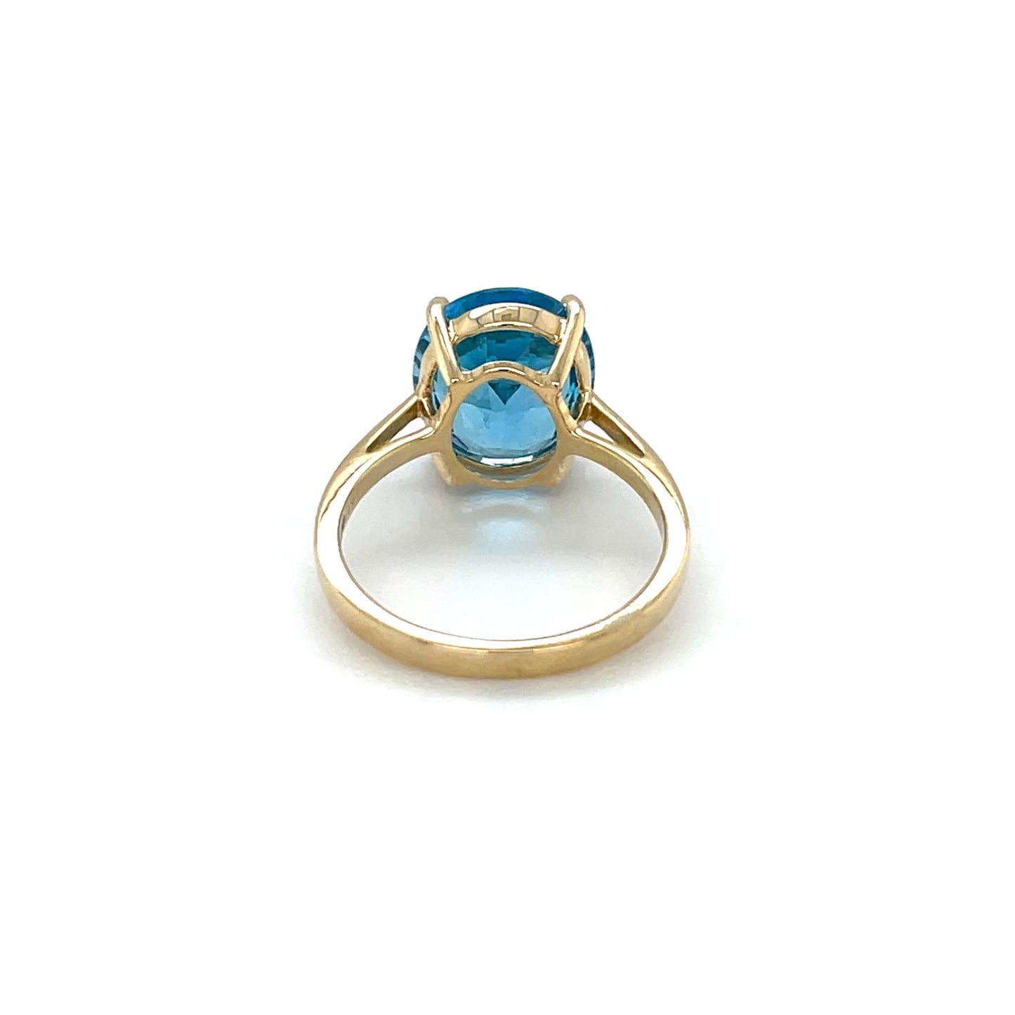9ct Yellow Gold Swiss Blue Topaz Solitaire Ring (M)
