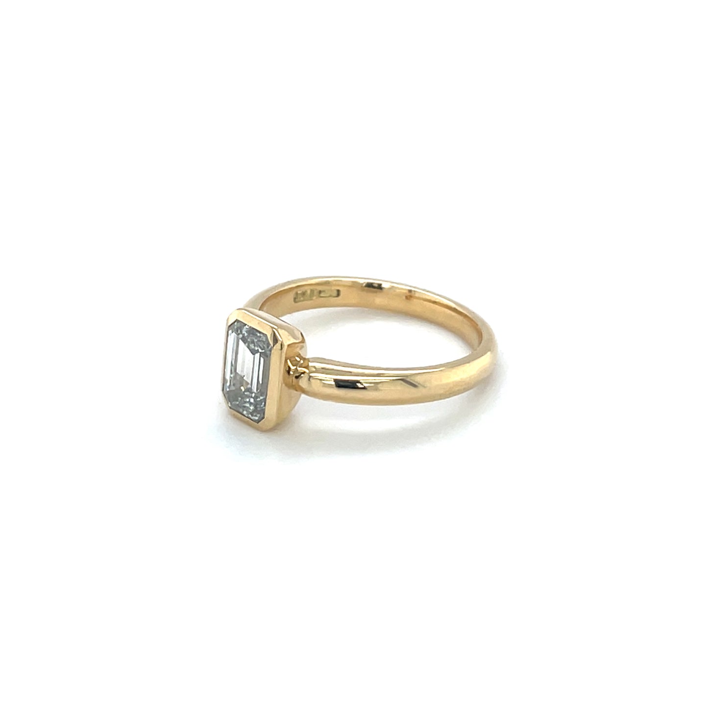 18ct Yellow Gold Emerald-Cut Lab Grown Diamond Solitaire Ring (L1/2)