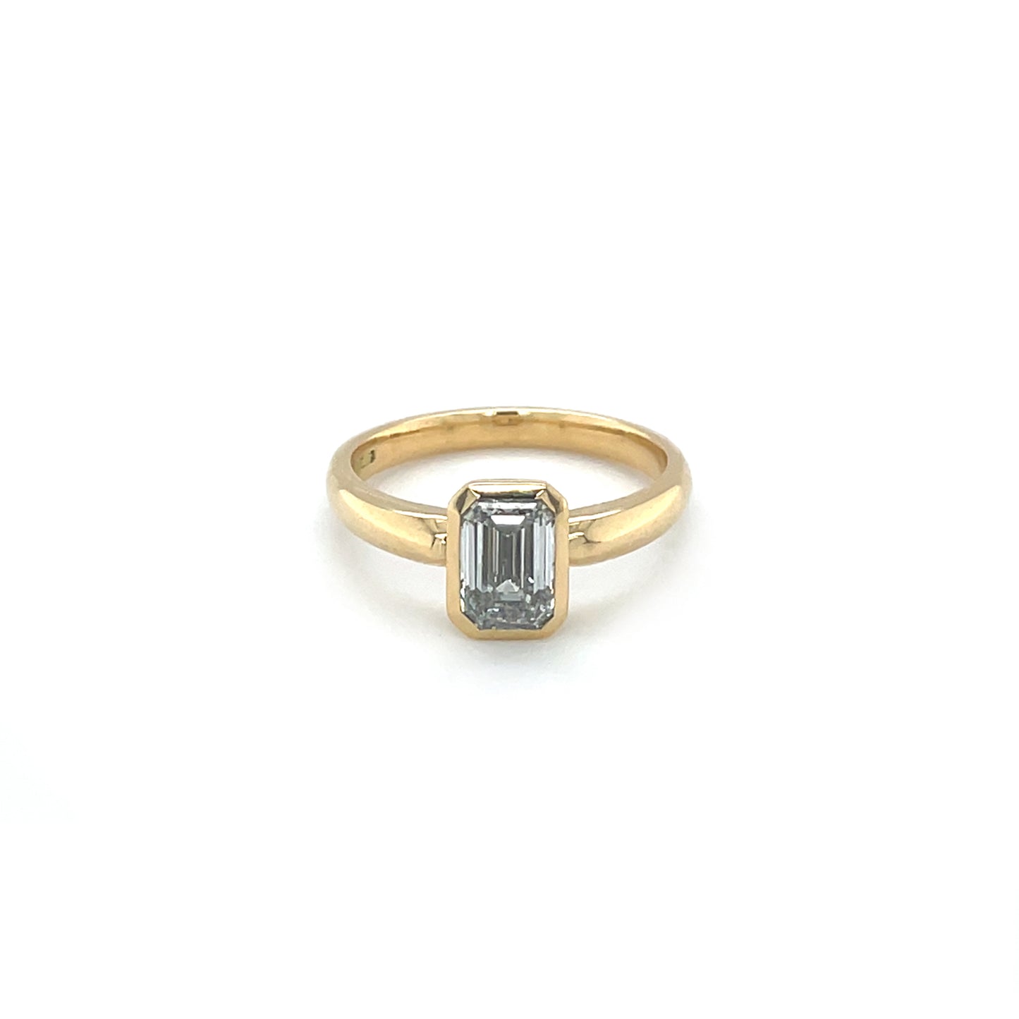 18ct Yellow Gold Emerald-Cut Lab Grown Diamond Solitaire Ring (L1/2)