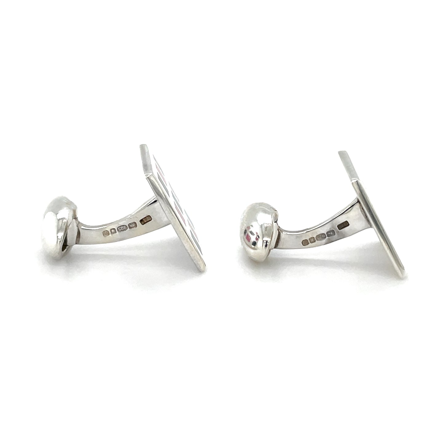 Silver & Enamel Square Cufflinks