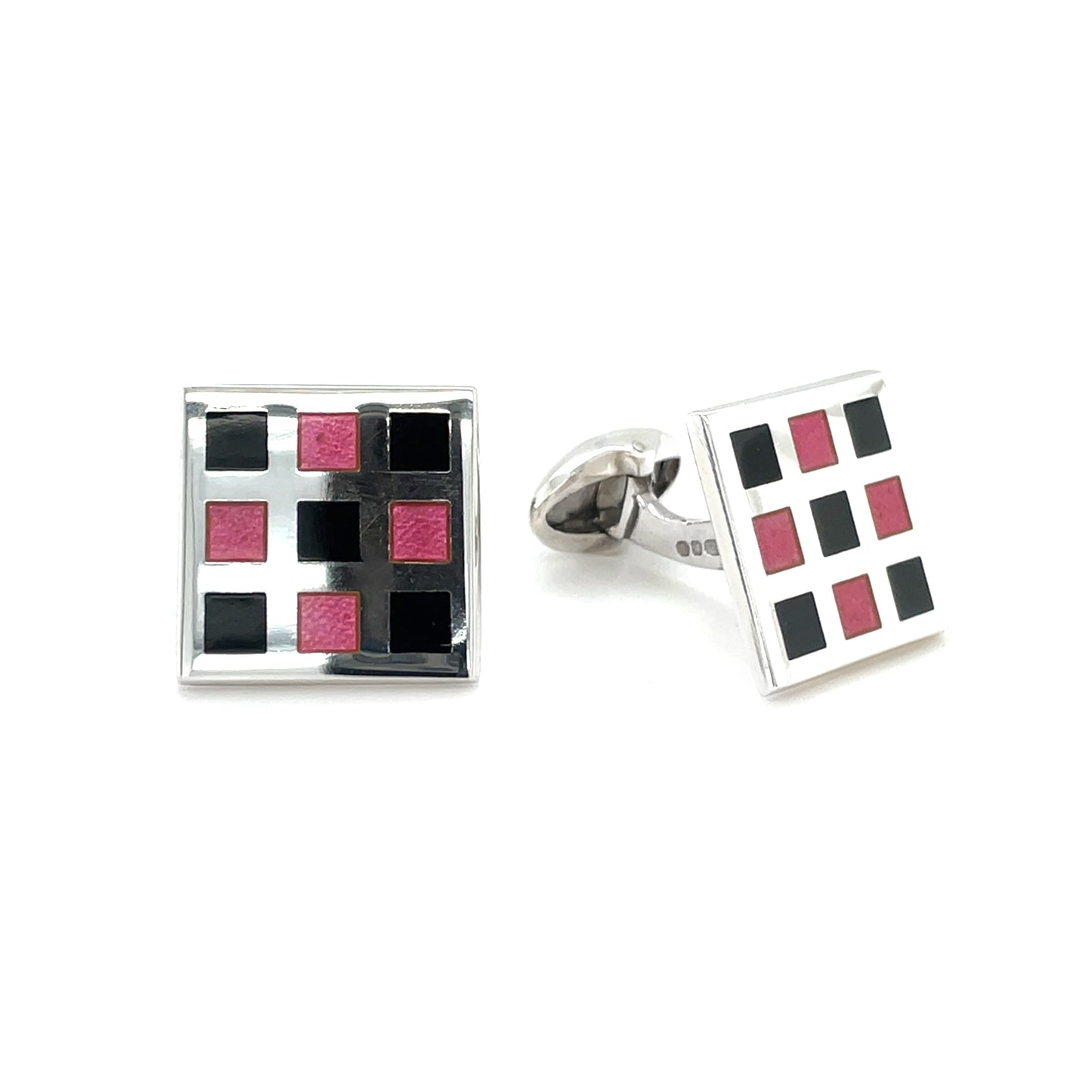 Silver & Enamel Square Cufflinks