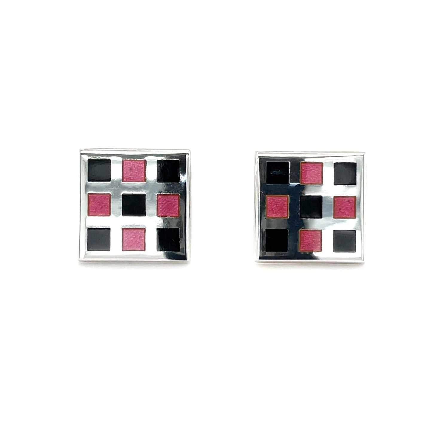 Silver & Enamel Square Cufflinks