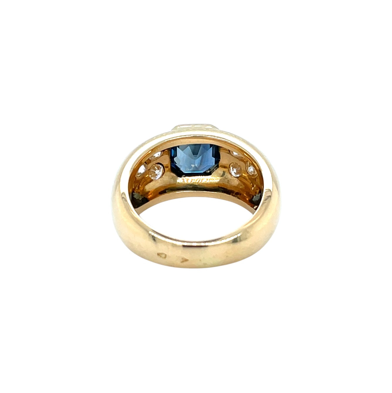 18ct Yellow Gold Sapphire & Diamond Bombe Ring (K)