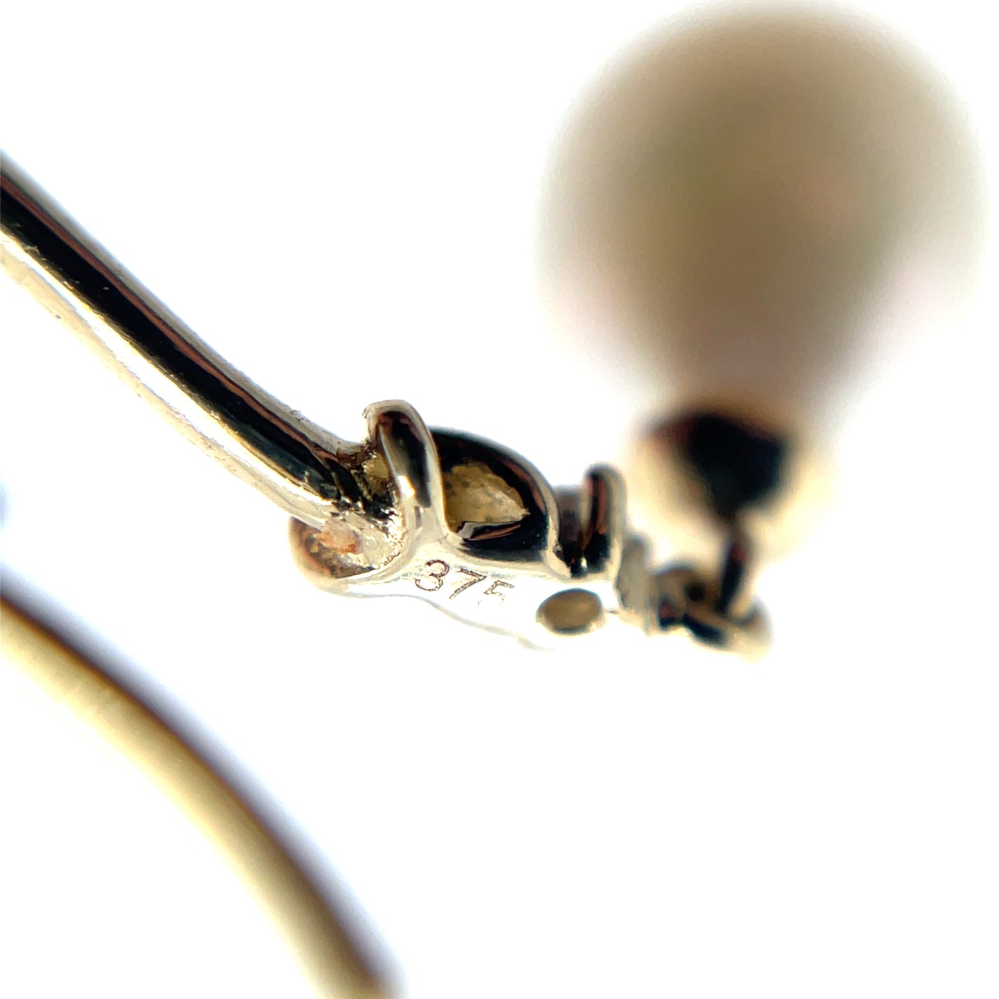 9ct Yellow Gold Diamond & Pearl Hook Knot Earrings