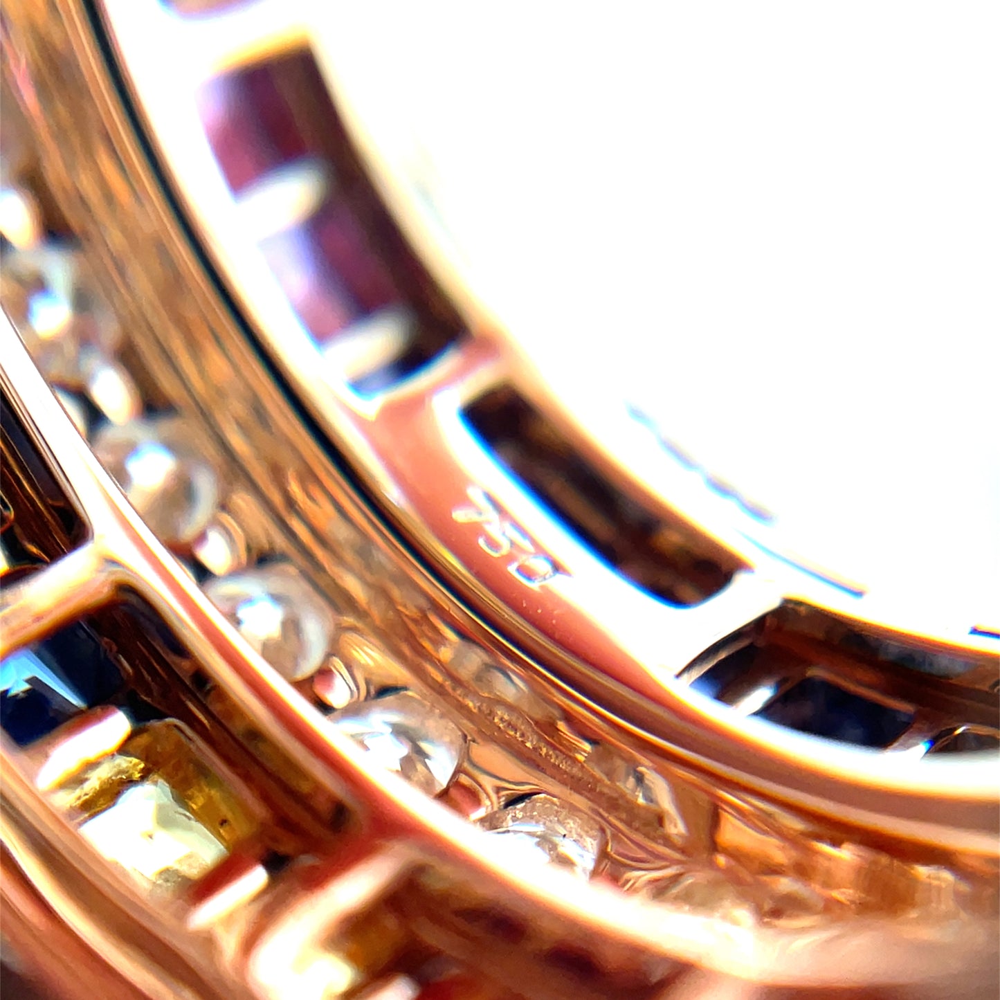 18ct Rose Gold Three Row Spinning Rainbow Sapphires & Diamonds Ring (N1/2)