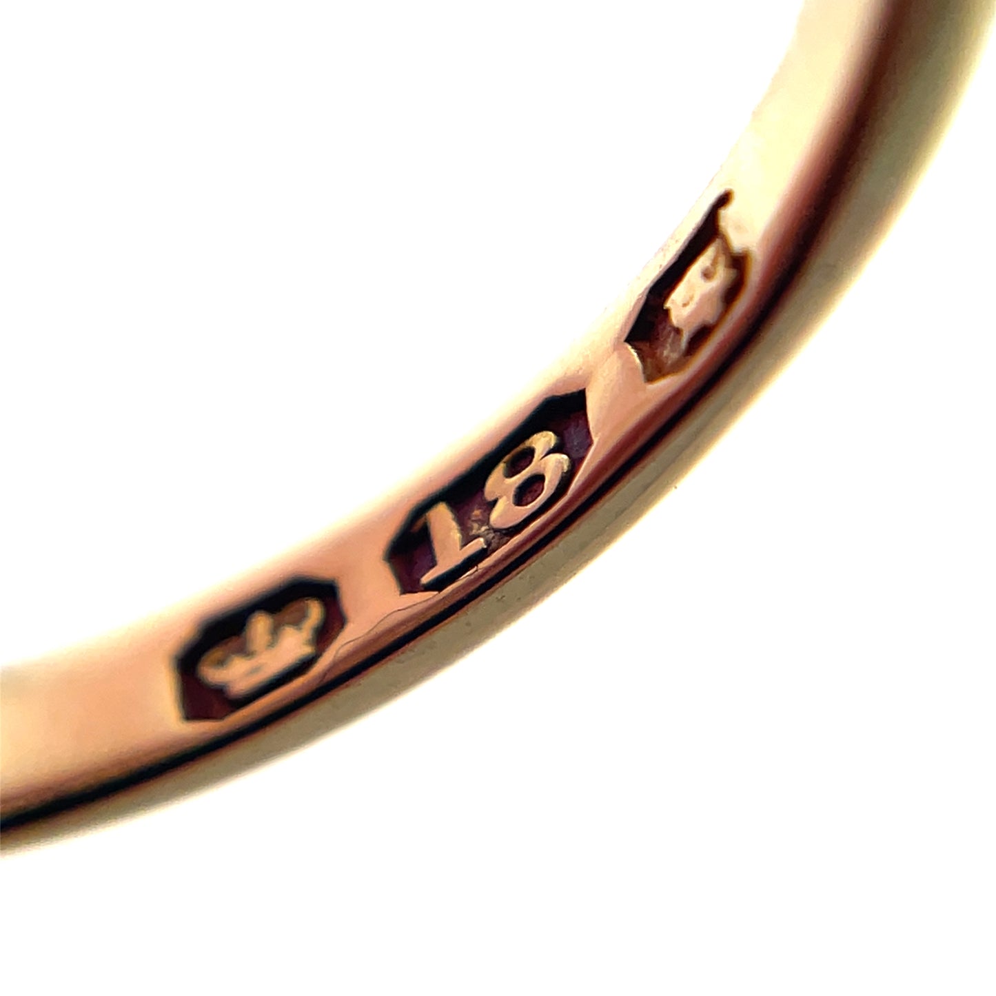 18ct Yellow Gold Carved Head Five Stone Diamond & Garnet Ring (N)