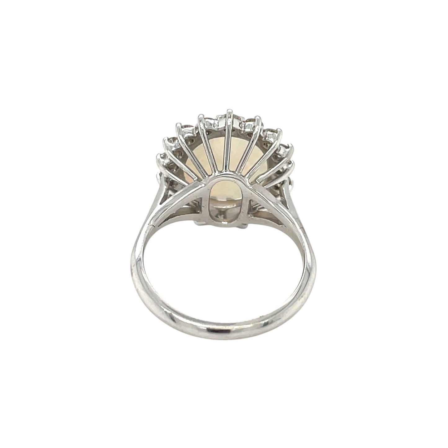 18ct White Gold Opal & Diamond Cluster Ring (L1/2)