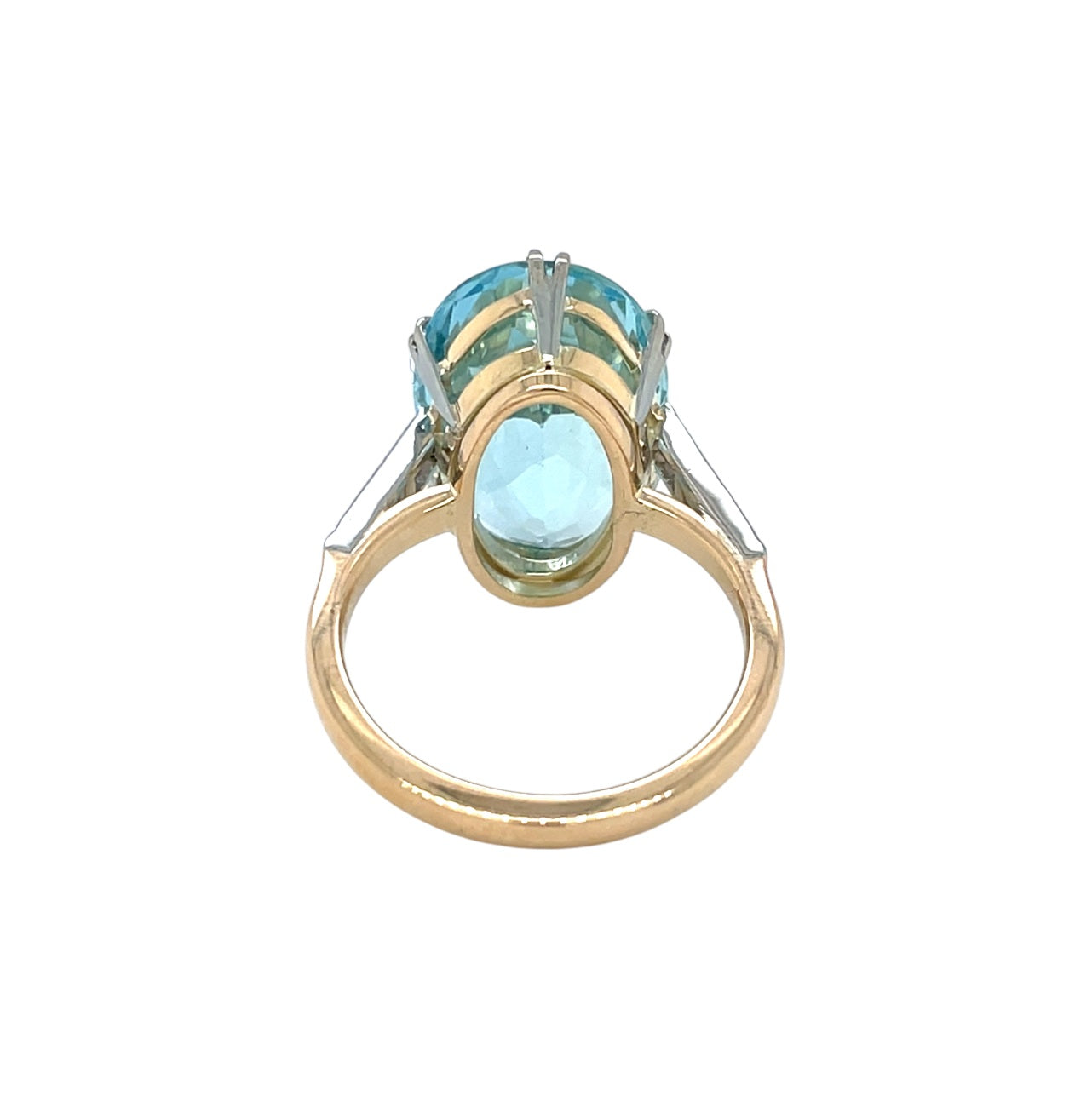 14ct Yellow & White Gold Aquamarine & Diamond Ring (M)