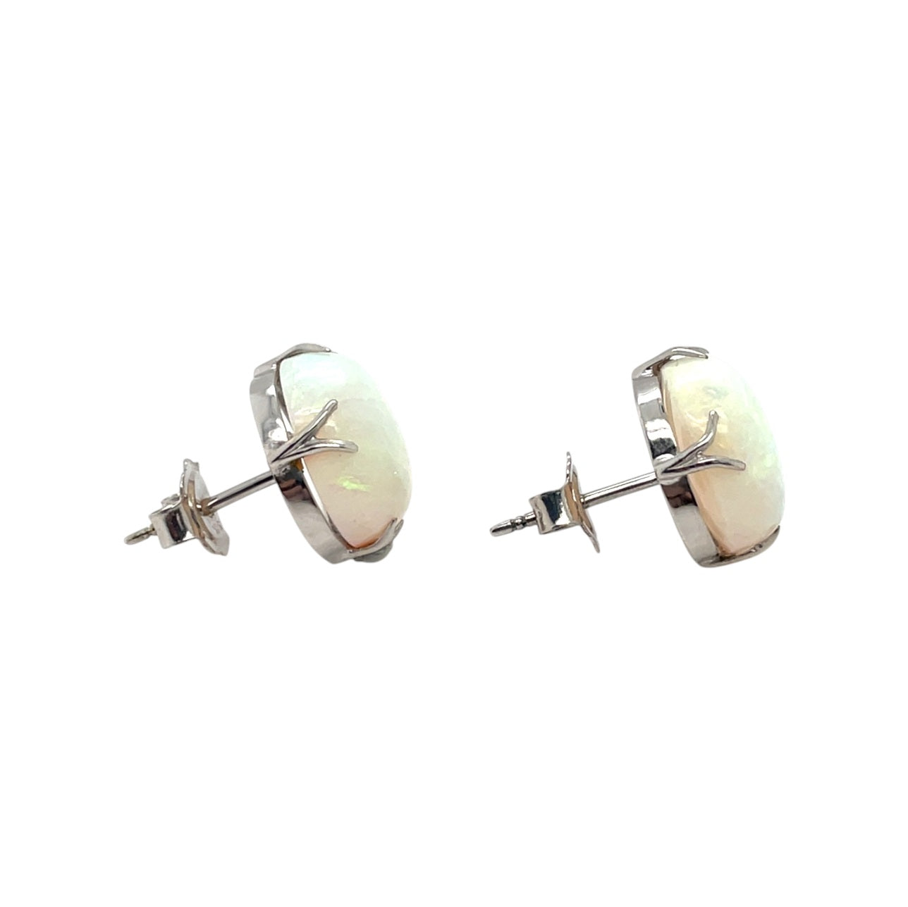 9ct White Gold Opal Stud Earrings
