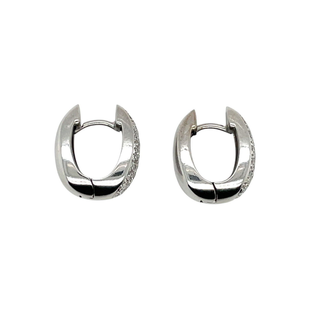 18ct White Gold Diamond Set Hoop Earrings