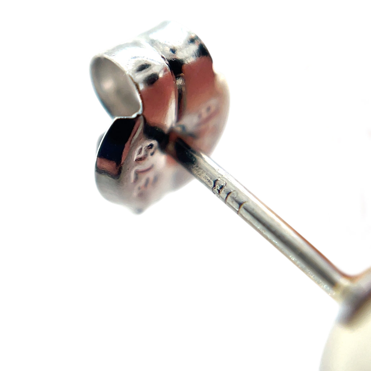 9ct White Gold Striped Ball Stud Earrings (7mm)