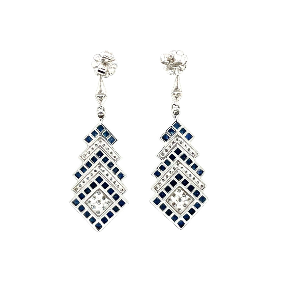 18ct White Gold Sapphire & Diamond Drop Earrings