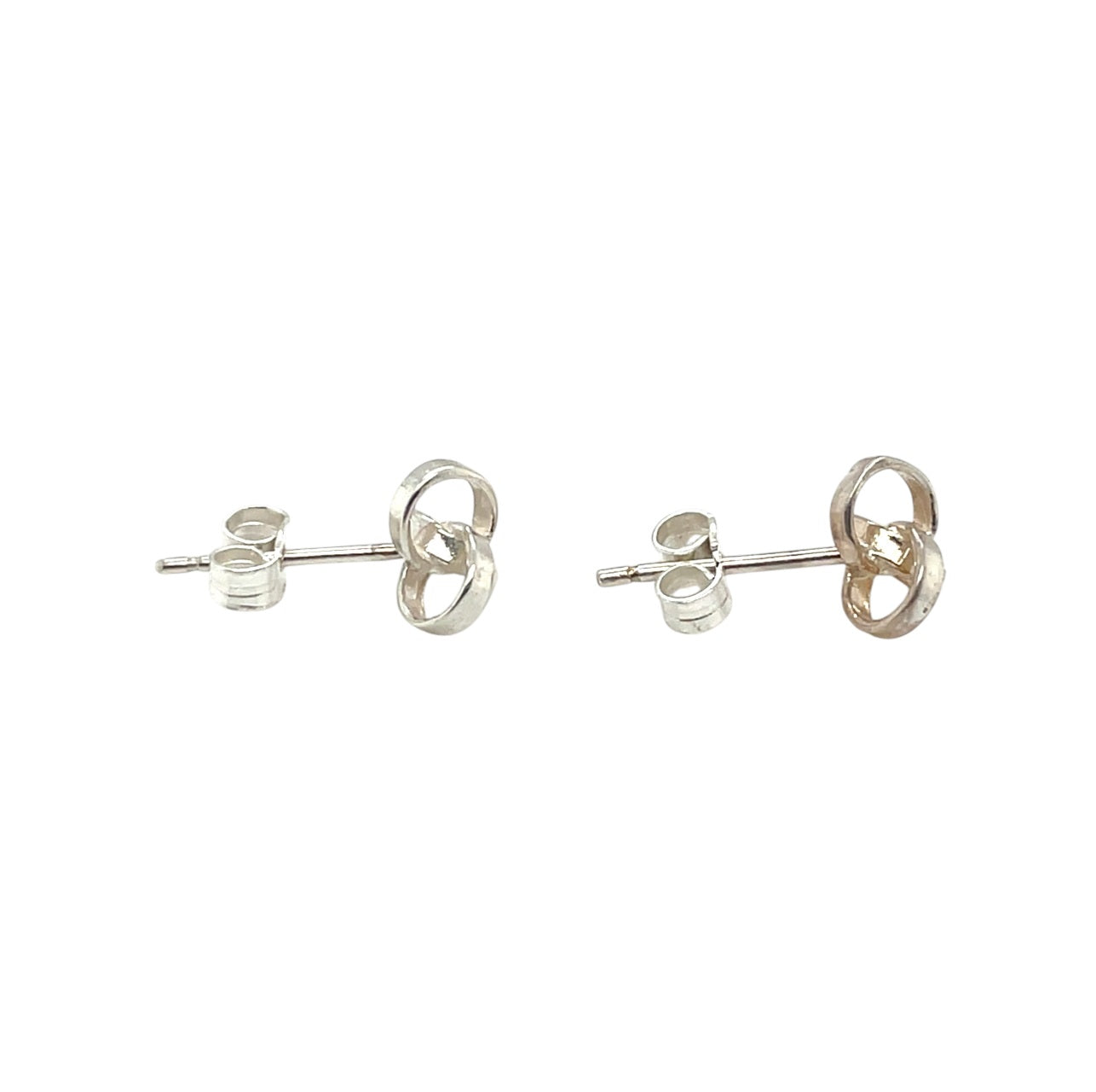 Silver Ribbon Knot Stud Earrings