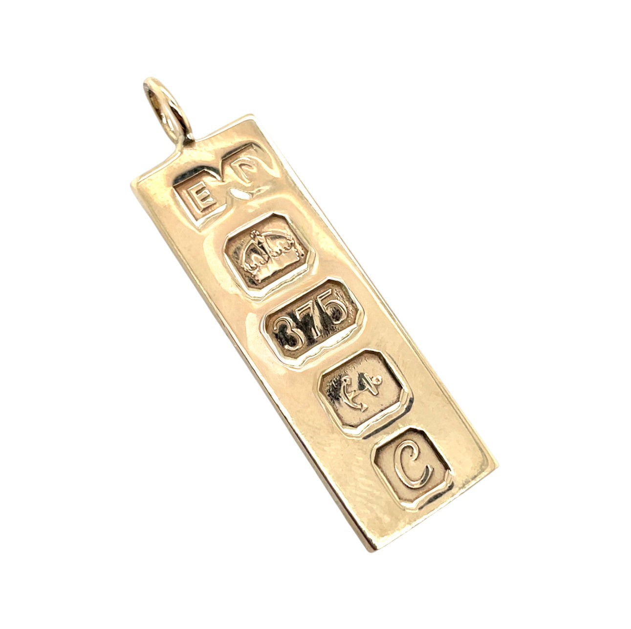 9ct Yellow Gold Feature Hallmark Ingot Pendant