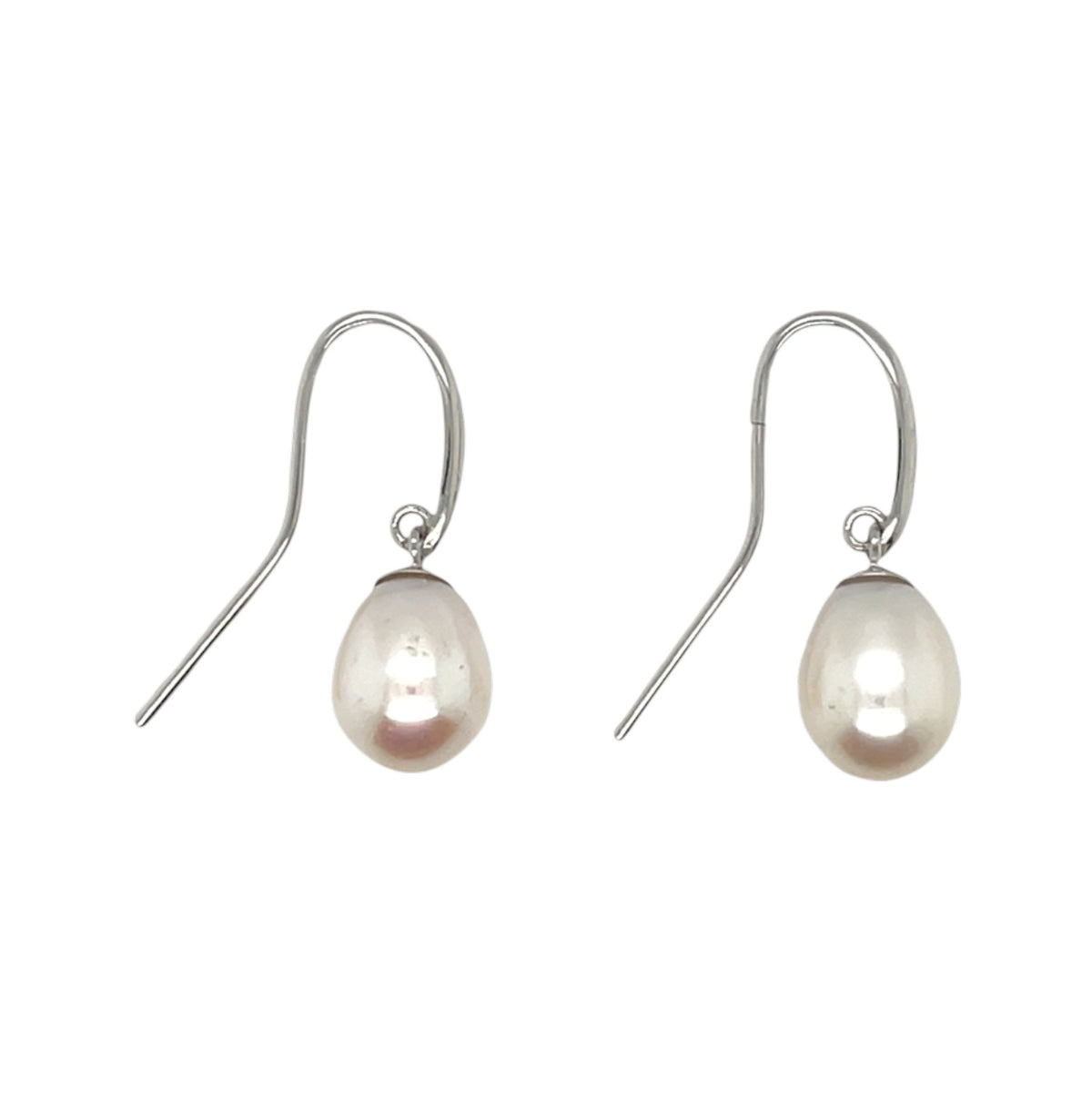 9ct White Gold Freshwater Pearl Drop Earrings