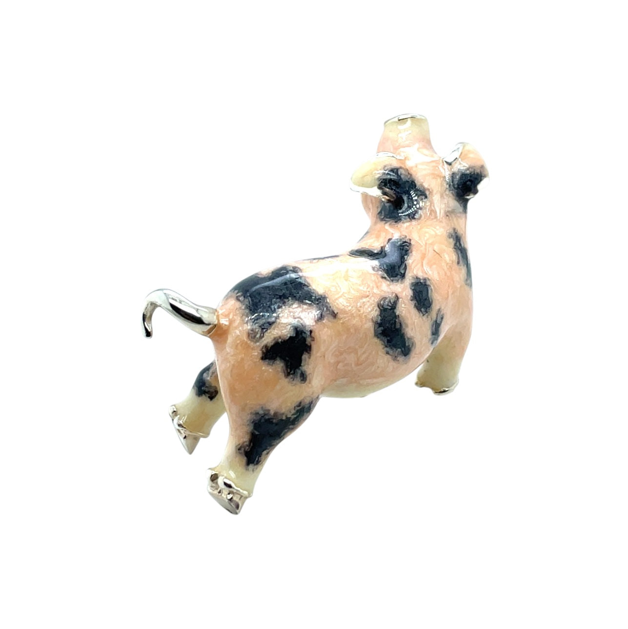Saturno Silver & Enamel Pig (Large Gloucester Old Spot)