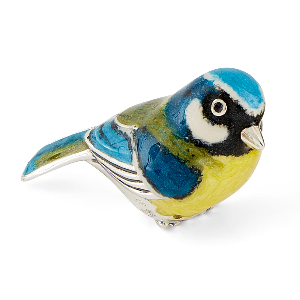 Saturno Silver and Enamel Large Sitting Bluetit