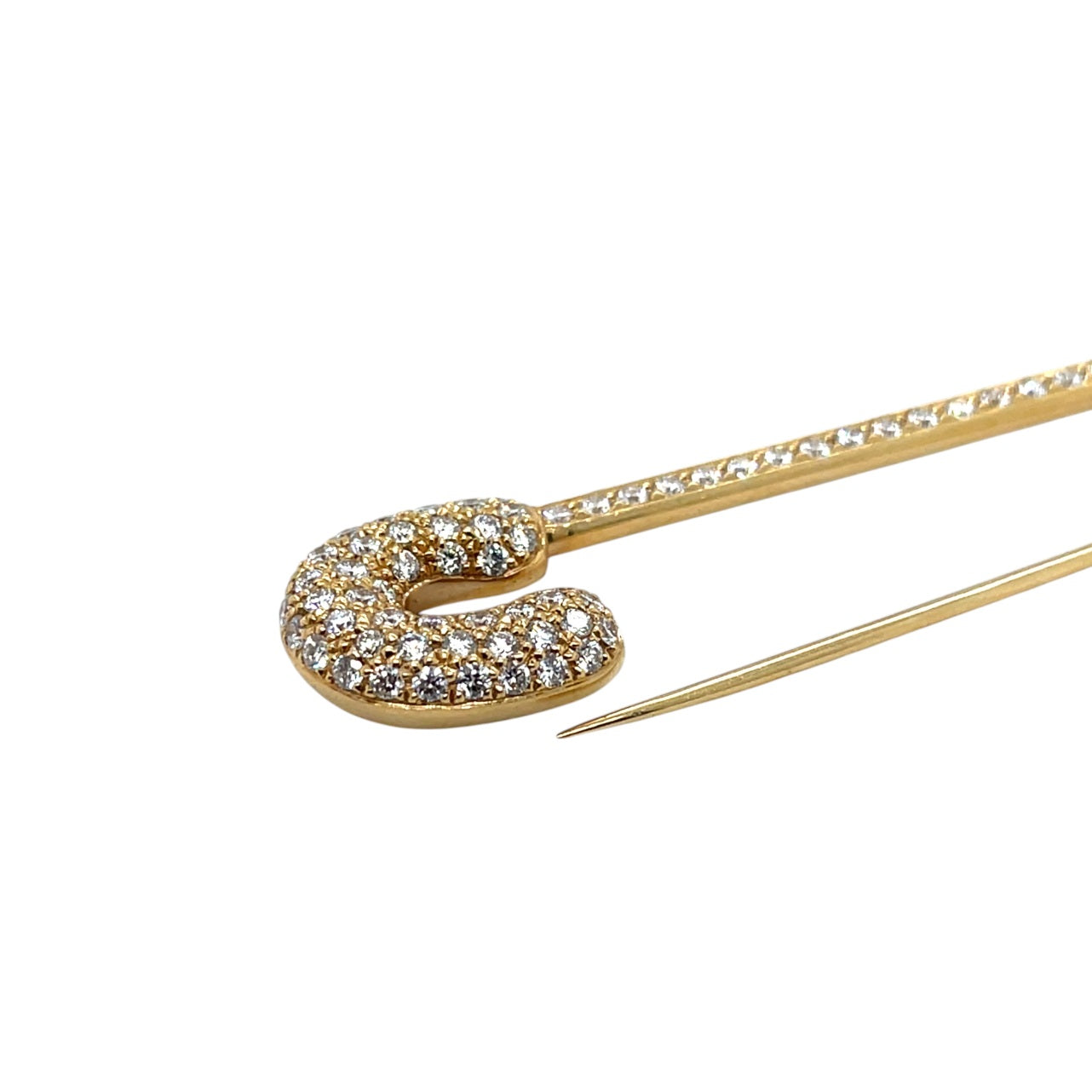 18ct Yellow Gold & Diamond Adler Safety Pin Brooch