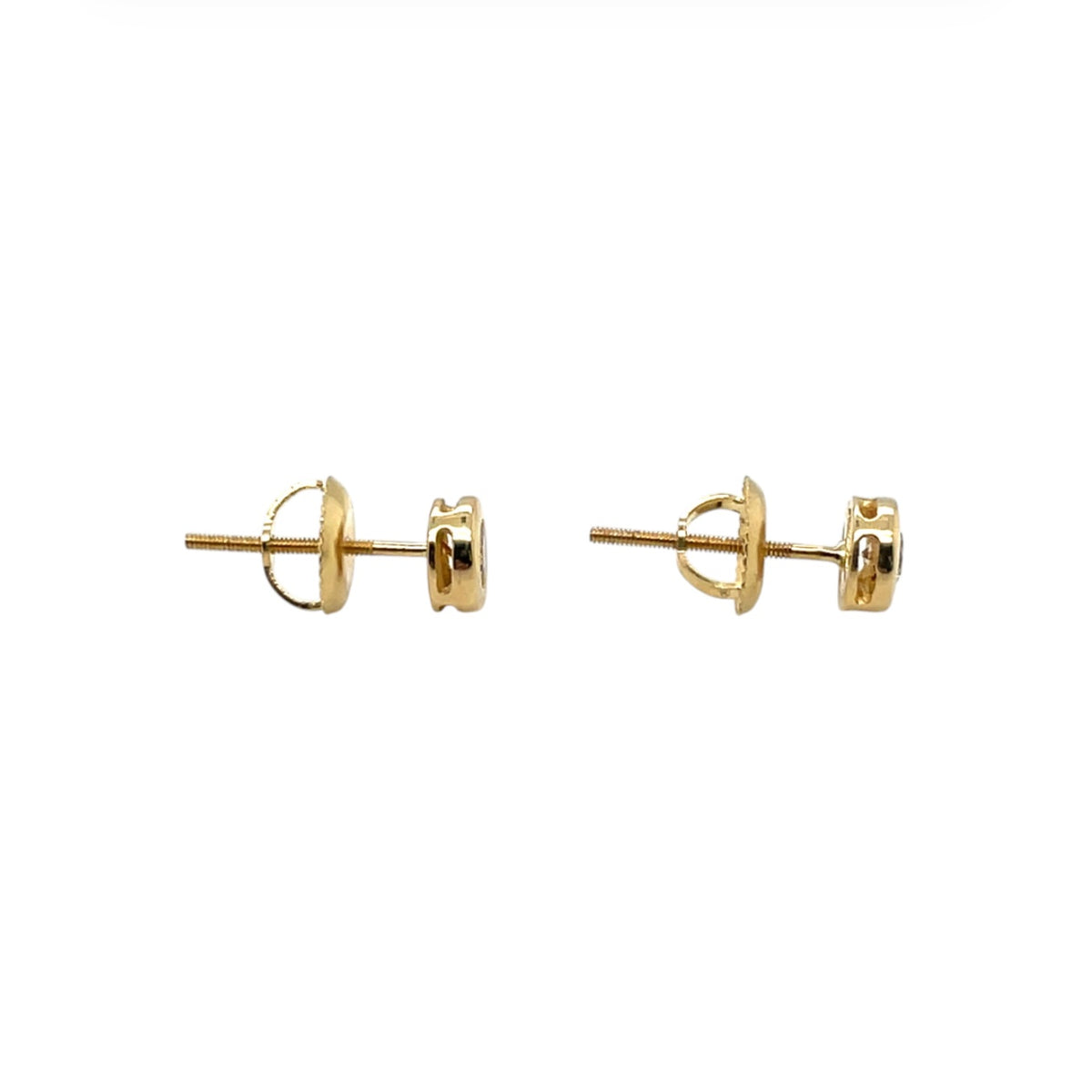 18ct Yellow Gold Diamond Rubover Stud Earrings