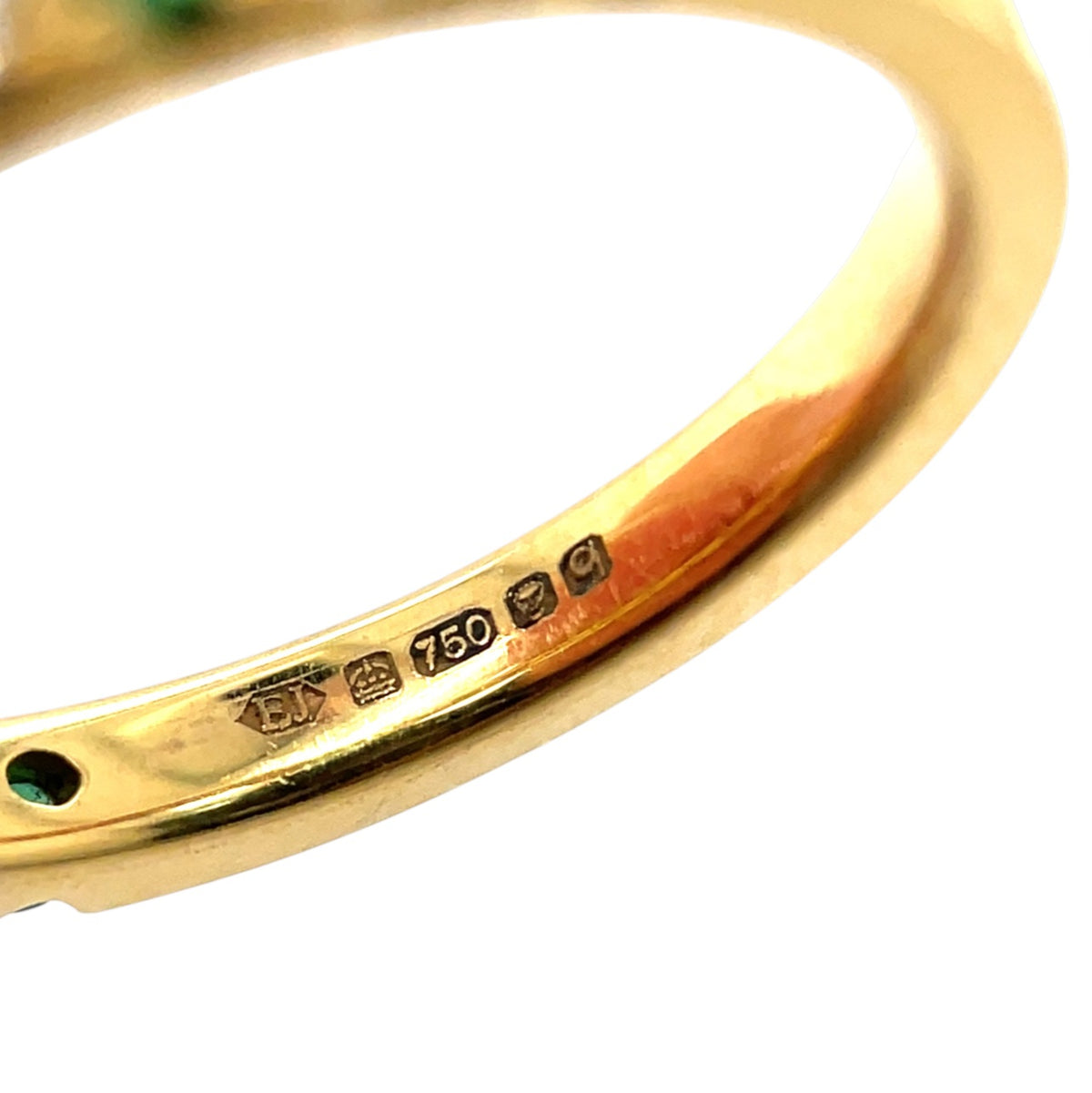 18ct Yellow Gold Emerald & Diamond Castle Claw Half-Set Eternity Ring (L1/2)