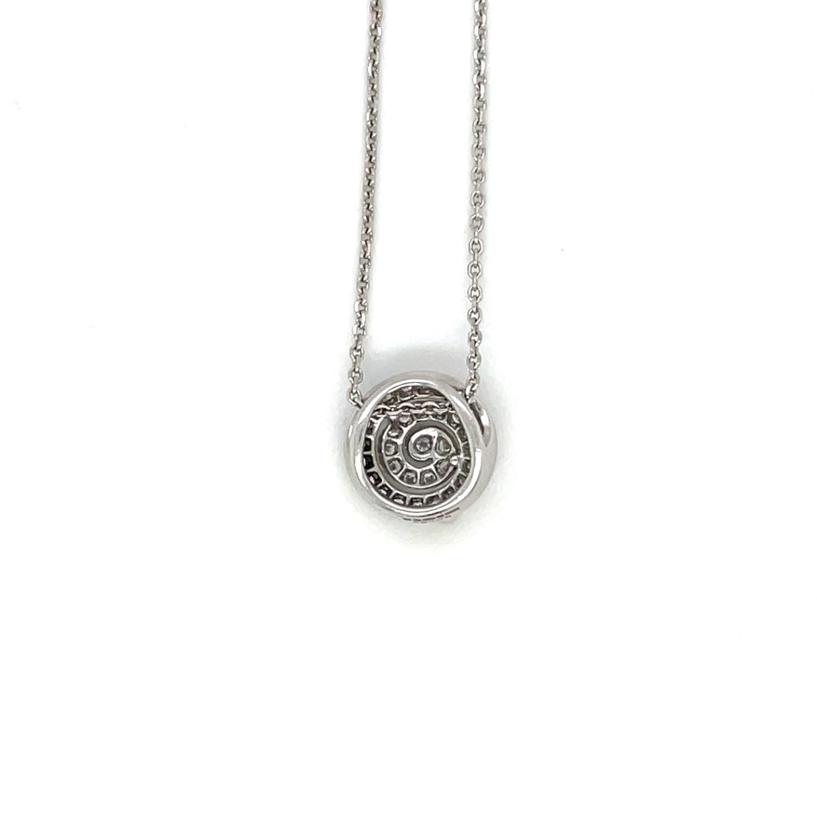 18ct White Gold Diamond 'Swirl' Cluster Pendant & Chain