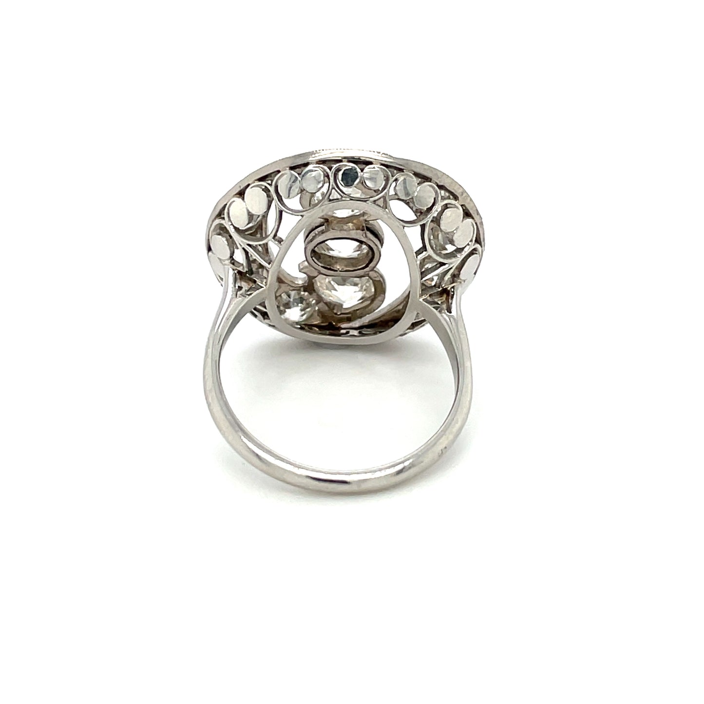 Platinum Diamond Art Deco-Style Cluster Ring