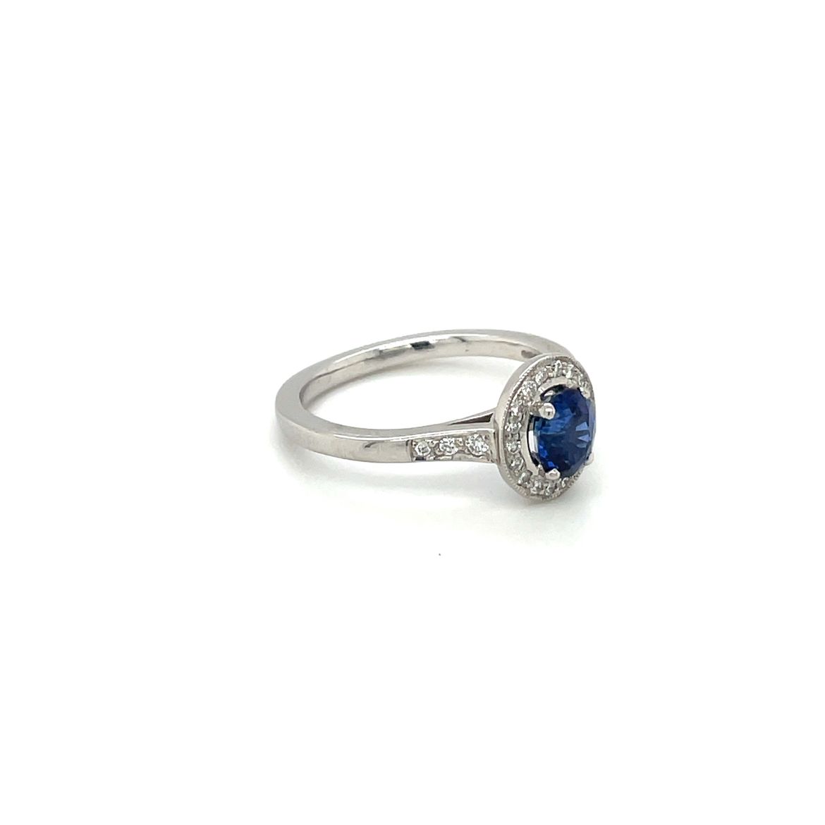 Platinum Sapphire & Diamond Cluster Ring