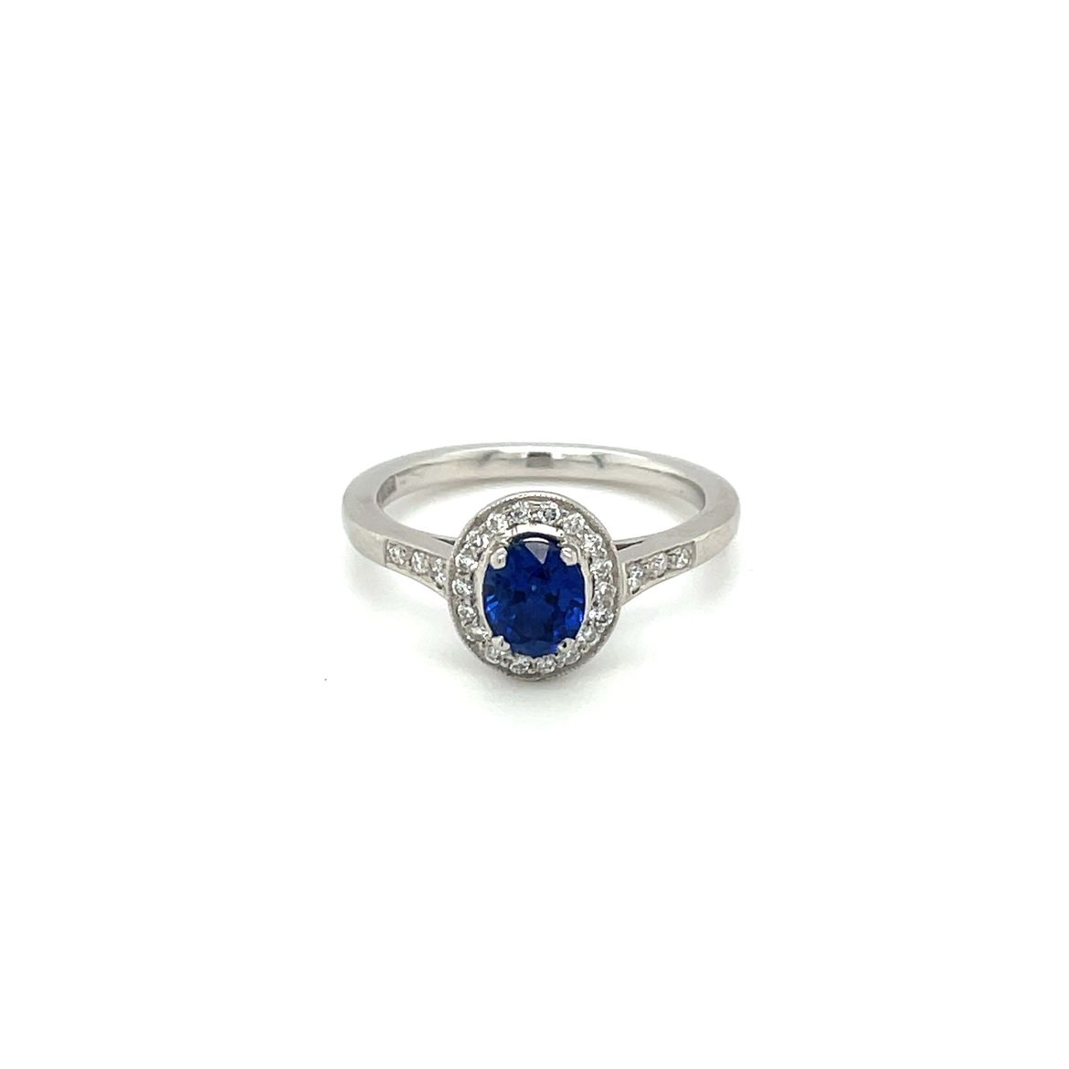 Platinum Sapphire & Diamond Cluster Ring