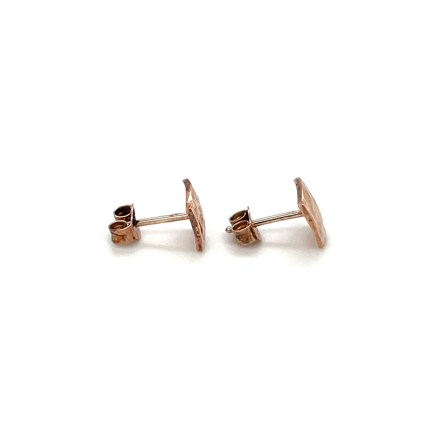 Rose Gold Vermeil Hammered Square Stud Earrings