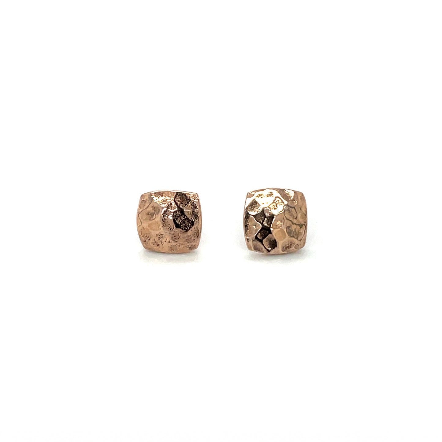Rose Gold Vermeil Hammered Square Stud Earrings