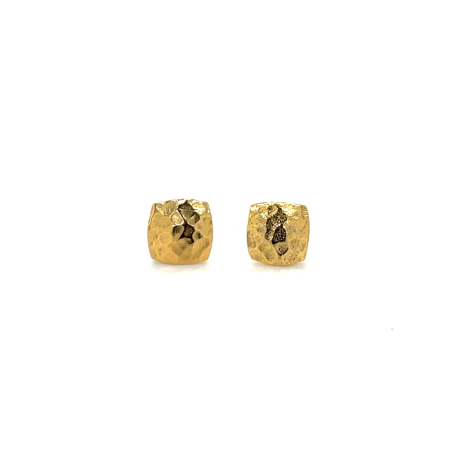 Yellow Gold Vermeil Hammered Square Stud Earrings