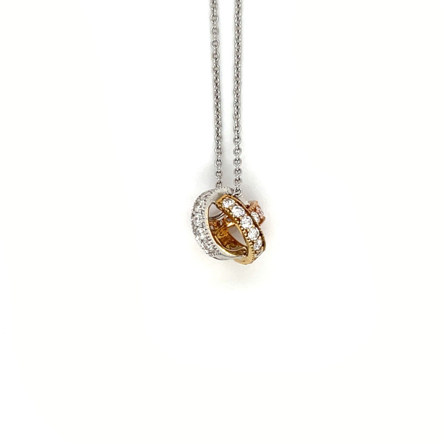 18ct Three-Tone Diamond-Set Knot Pendant & Chain