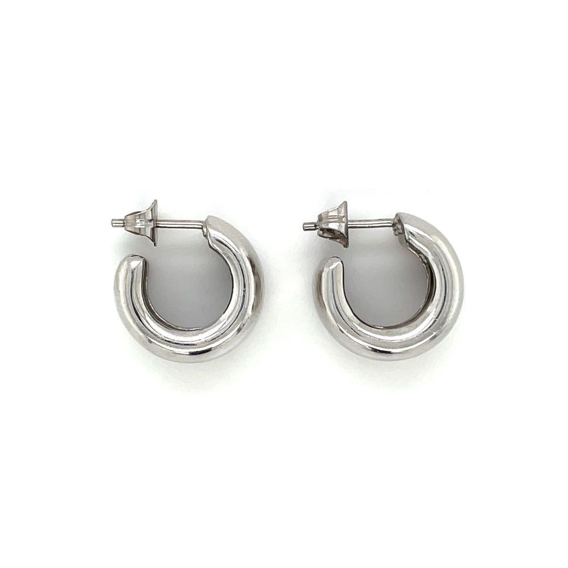 18ct White Gold Chunky Hoop Earrings (9x9mm)