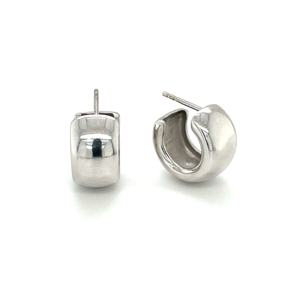 18ct White Gold Chunky Hoop Earrings (9x9mm)
