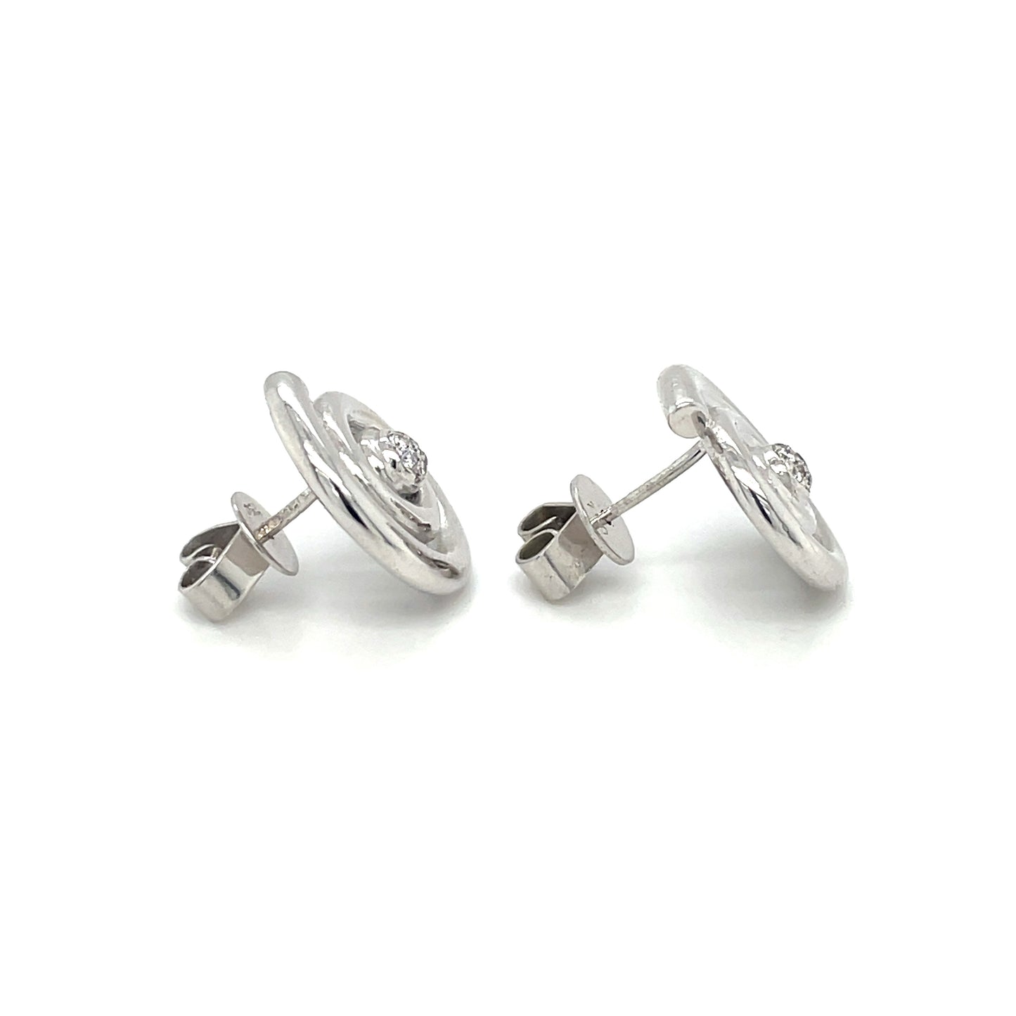 18ct White Gold Diamond Swirl Studs