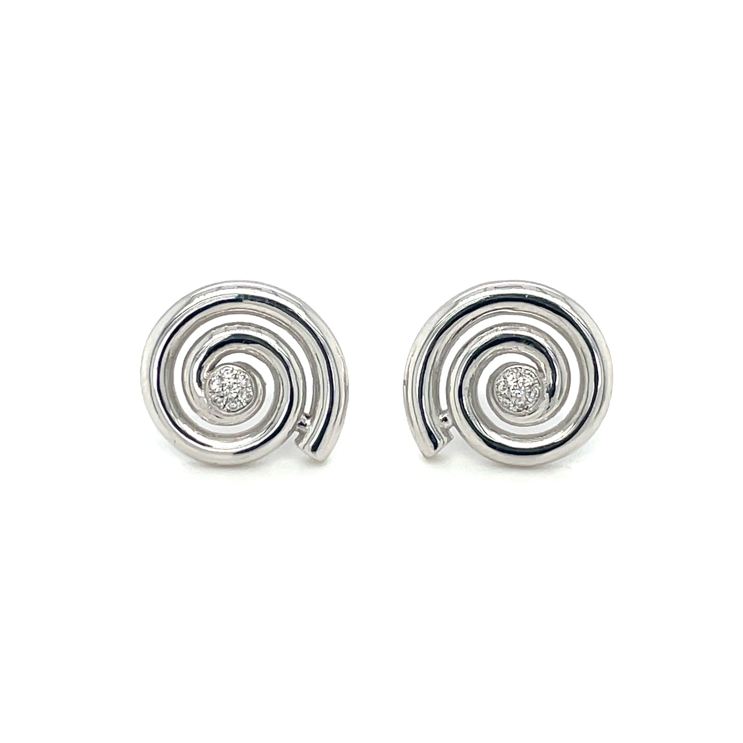 18ct White Gold Diamond Swirl Studs