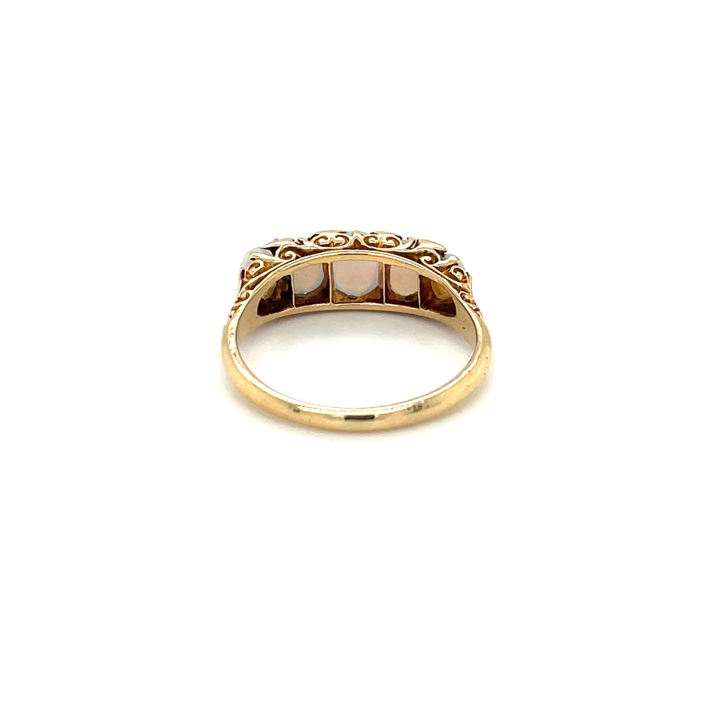 18ct Yellow Gold Opal Carved Half-Hoop Five-Stone Ring