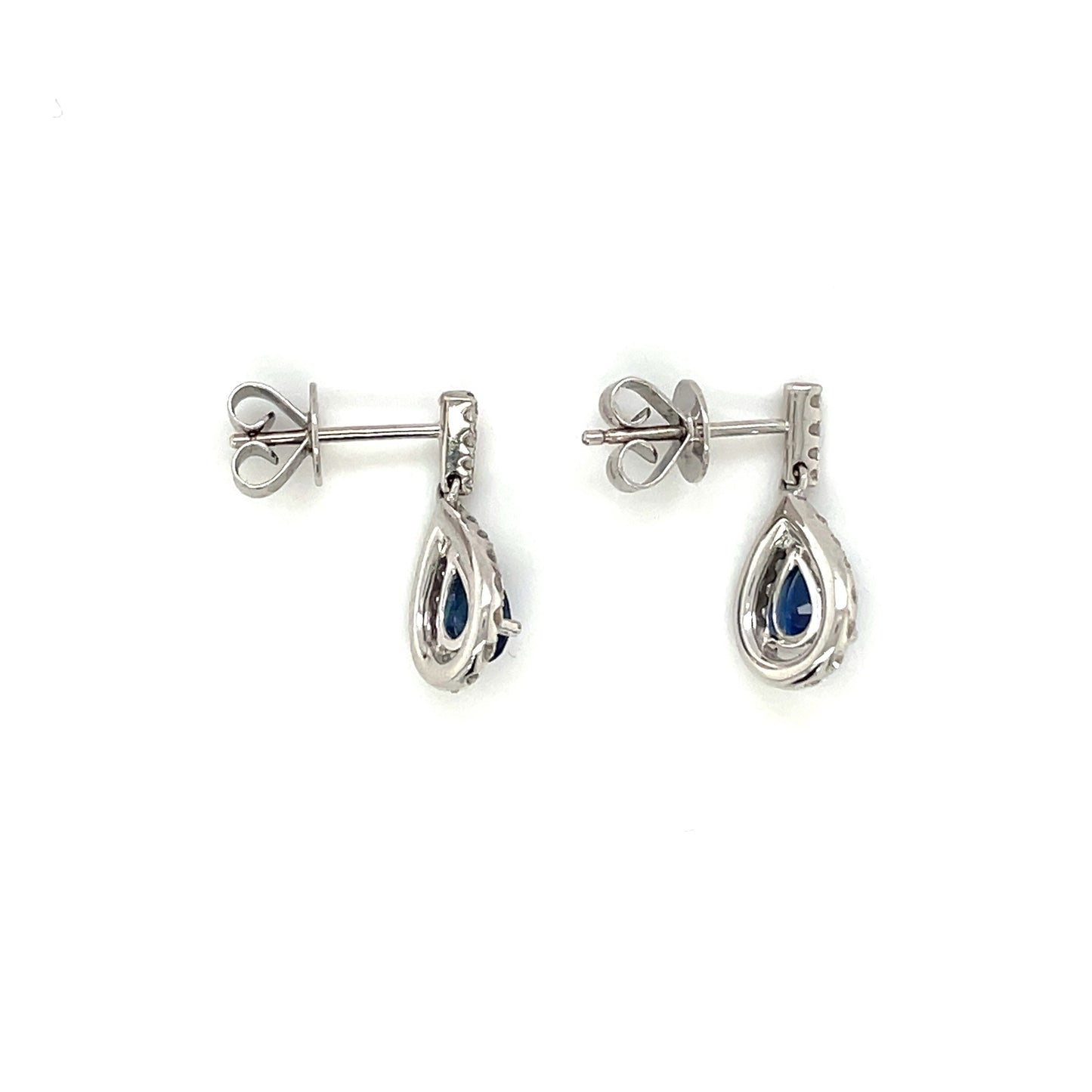 18 Carat White Gold Sapphire 1.03 Carat/Diamond 0.47 Carat Drop Earrings