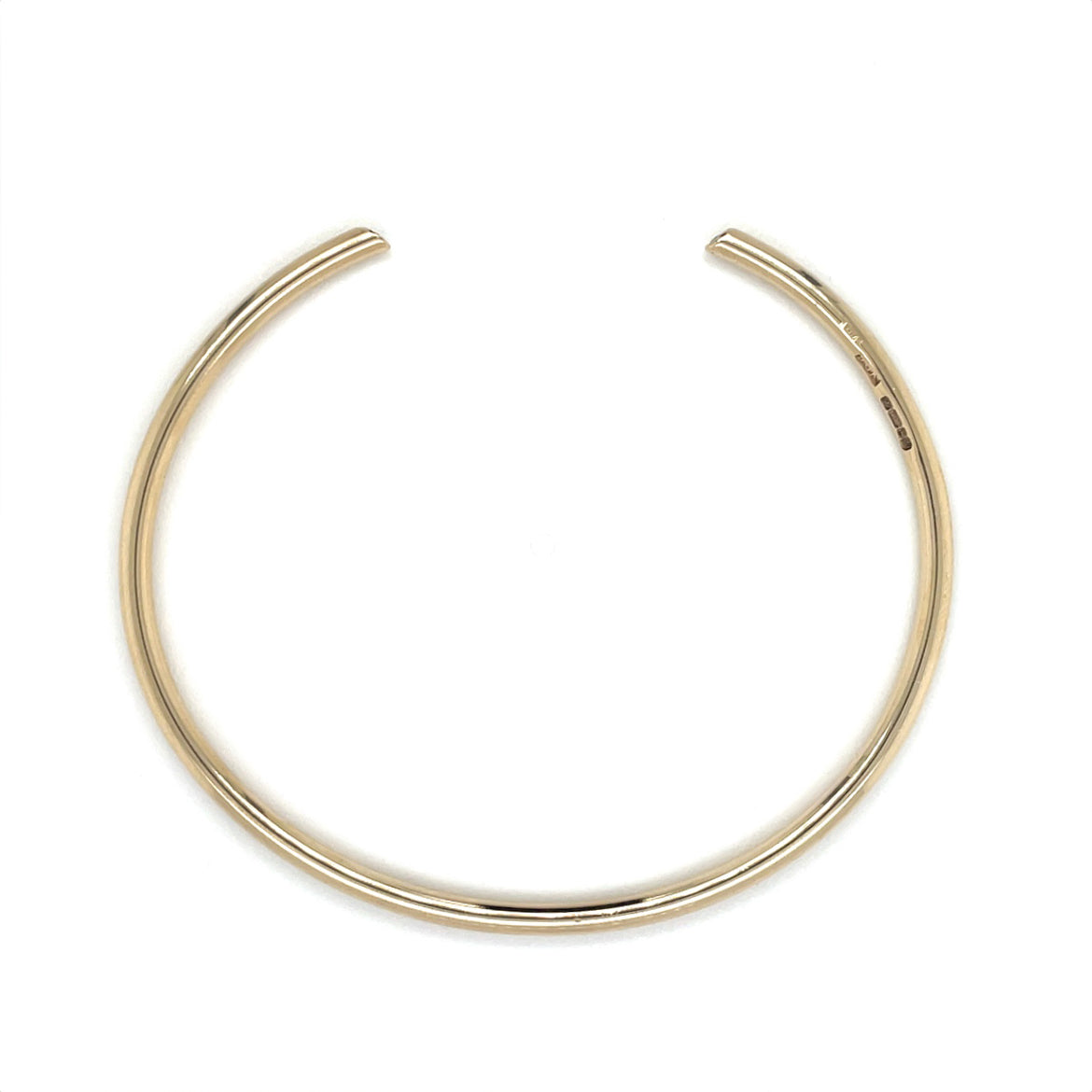 9ct Yellow Gold Torque Bangle With Diamond Ends (60x50mm)