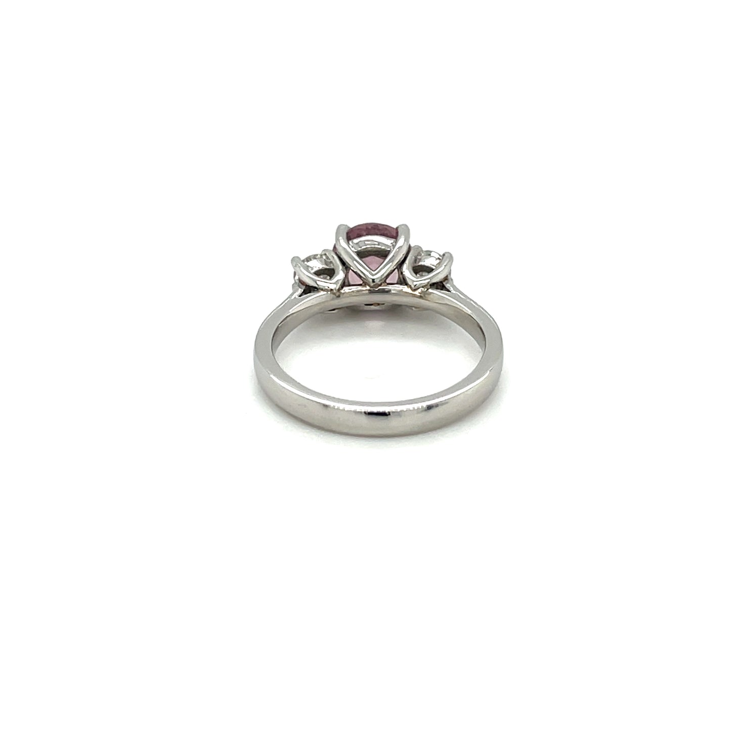 Platinum Diamond & Kunzite Three Stone Ring