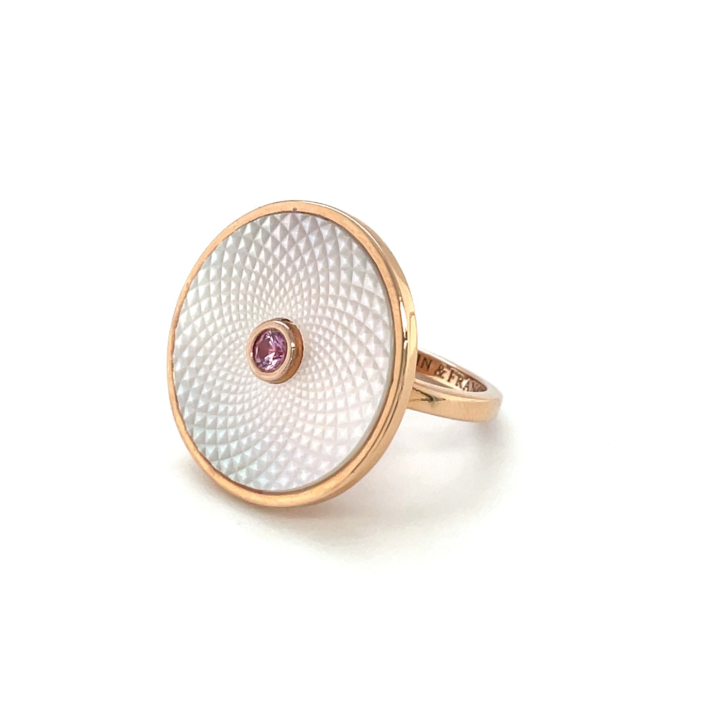 Rose Gold Vermeil Deakin & Francis Mop & Pink Sapphire Dreamcatcher Ring