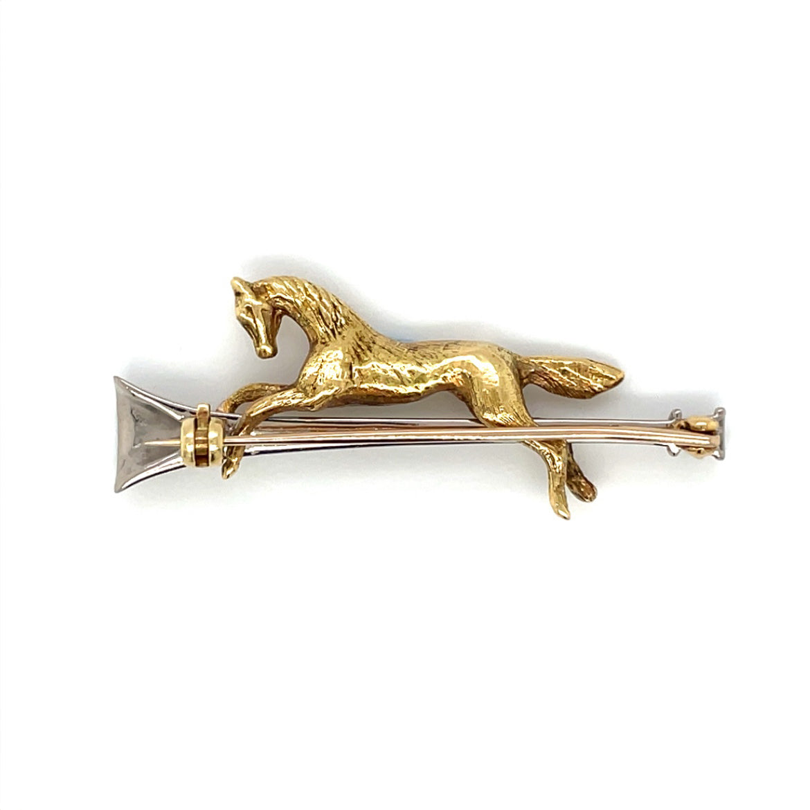 18ct Yellow & White Gold Horse & Horn Brooch