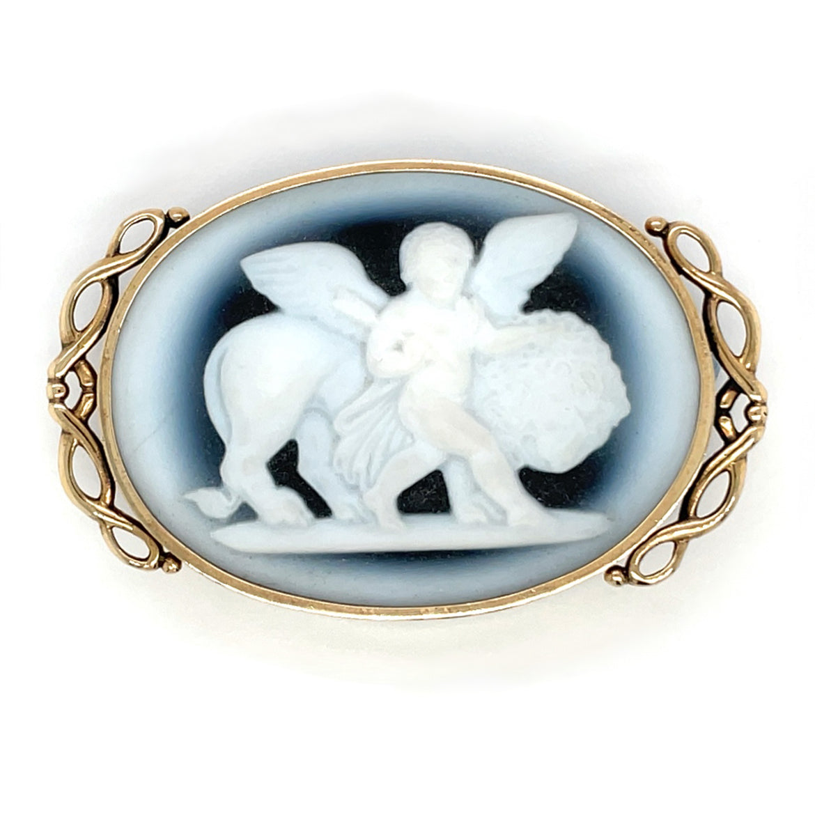 9ct Yellow Gold Agate Cameo Brooch