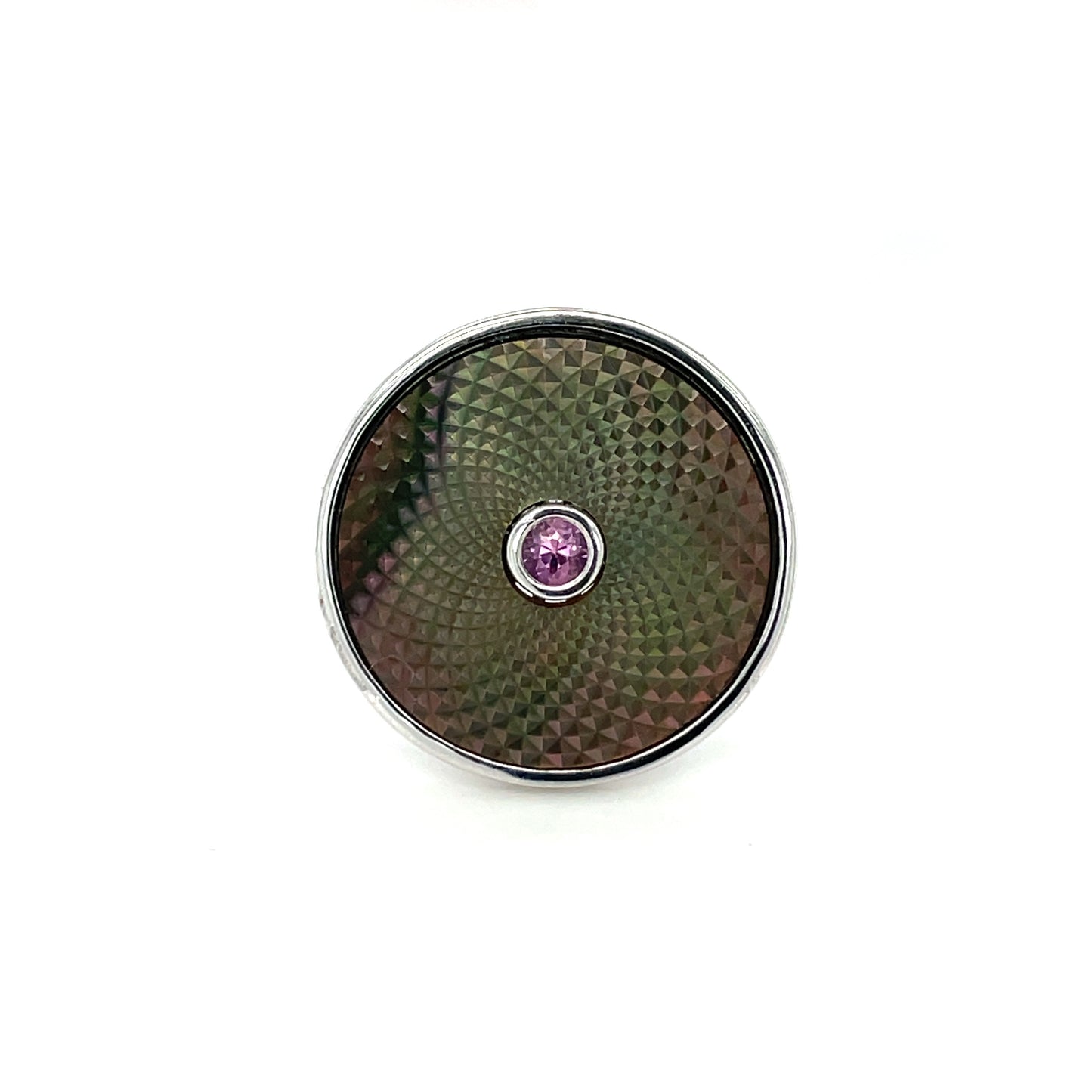 Silver Deakin & Francis Mop & Pink Sapphire Dreamcatcher Ring