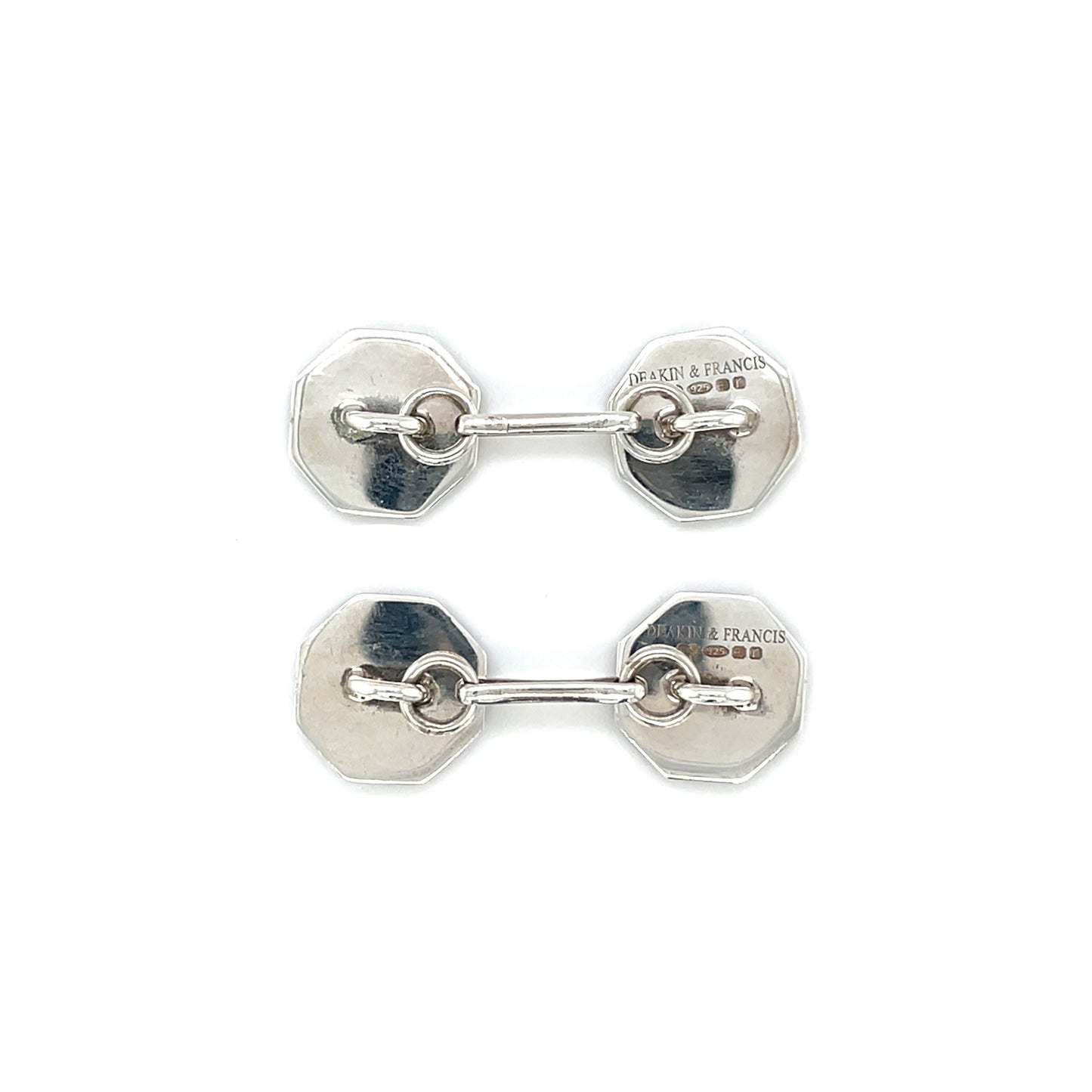 Silver & Lilac Enamel Octagonal Chain Cufflinks