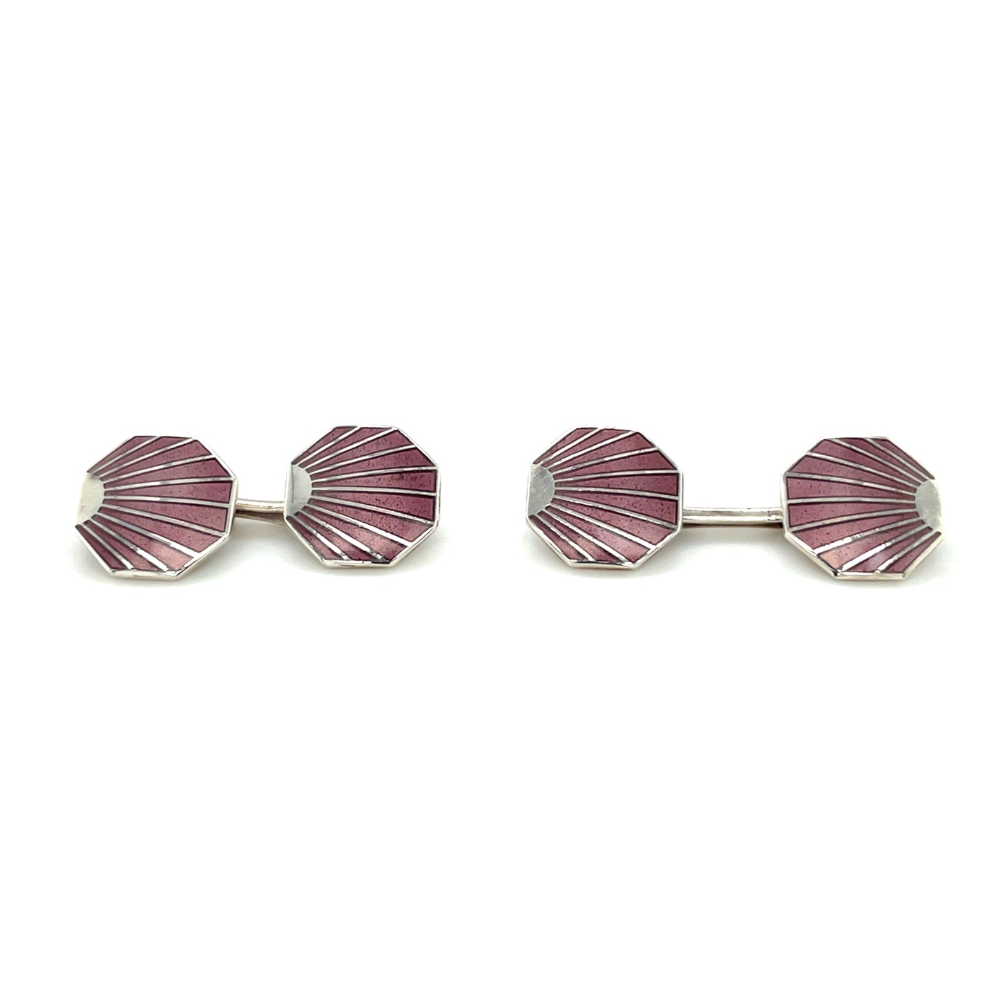 Silver & Lilac Enamel Octagonal Chain Cufflinks