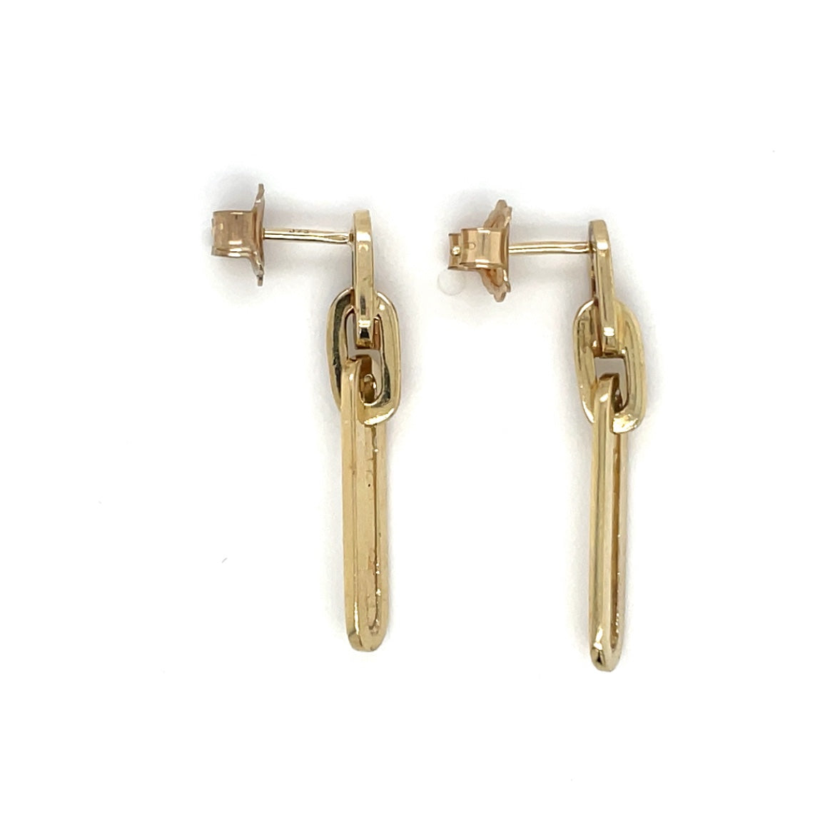 9ct Yellow Gold Paperclip Drop Earrings