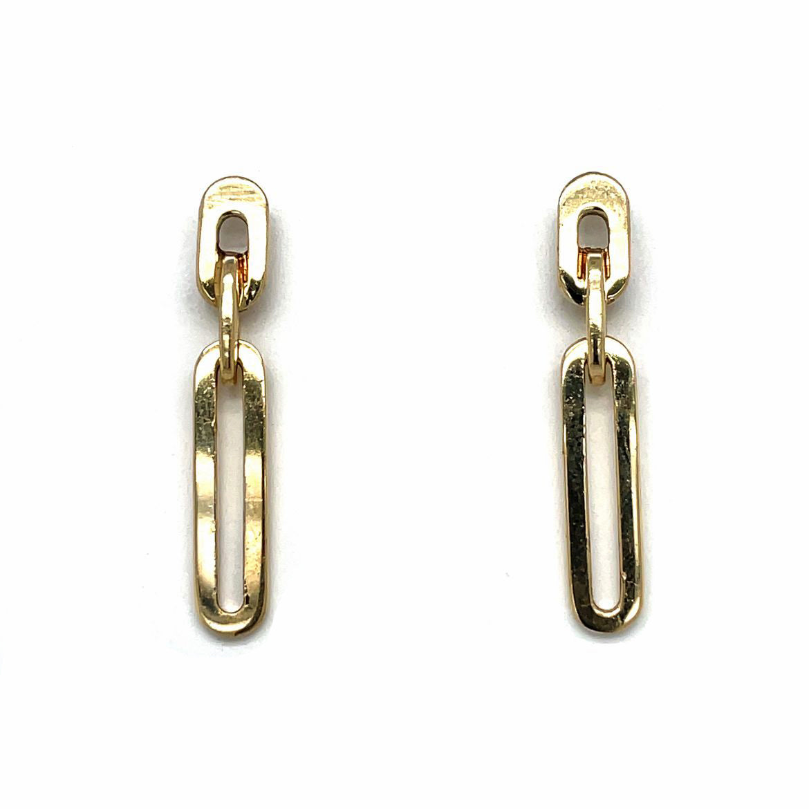 9ct Yellow Gold Paperclip Drop Earrings